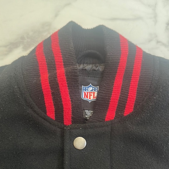 NFL Black and Red Varsity Jacket with Team Logo - Picture 3 of 11